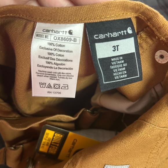 NWT Carhartt canvas bib overalls 3T - Picture 6 of 6